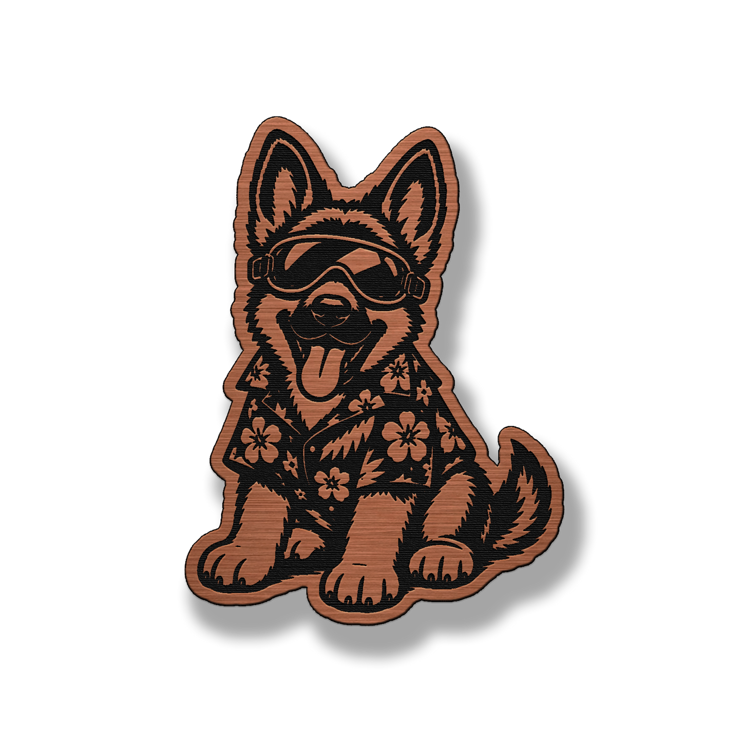 Beach German Shepherd dog patch in copper acrylic