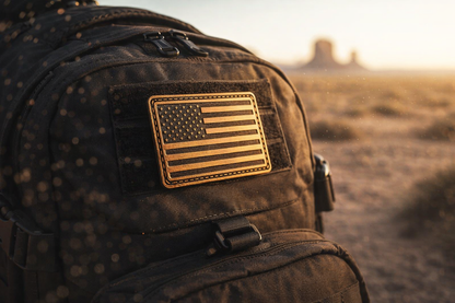 SMALL BATCH - Brushed Gold & Black American Flag Patch – Hook Backed