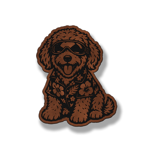 Beach Golden Doodle Dog Patch – Leatherette Morale Patch