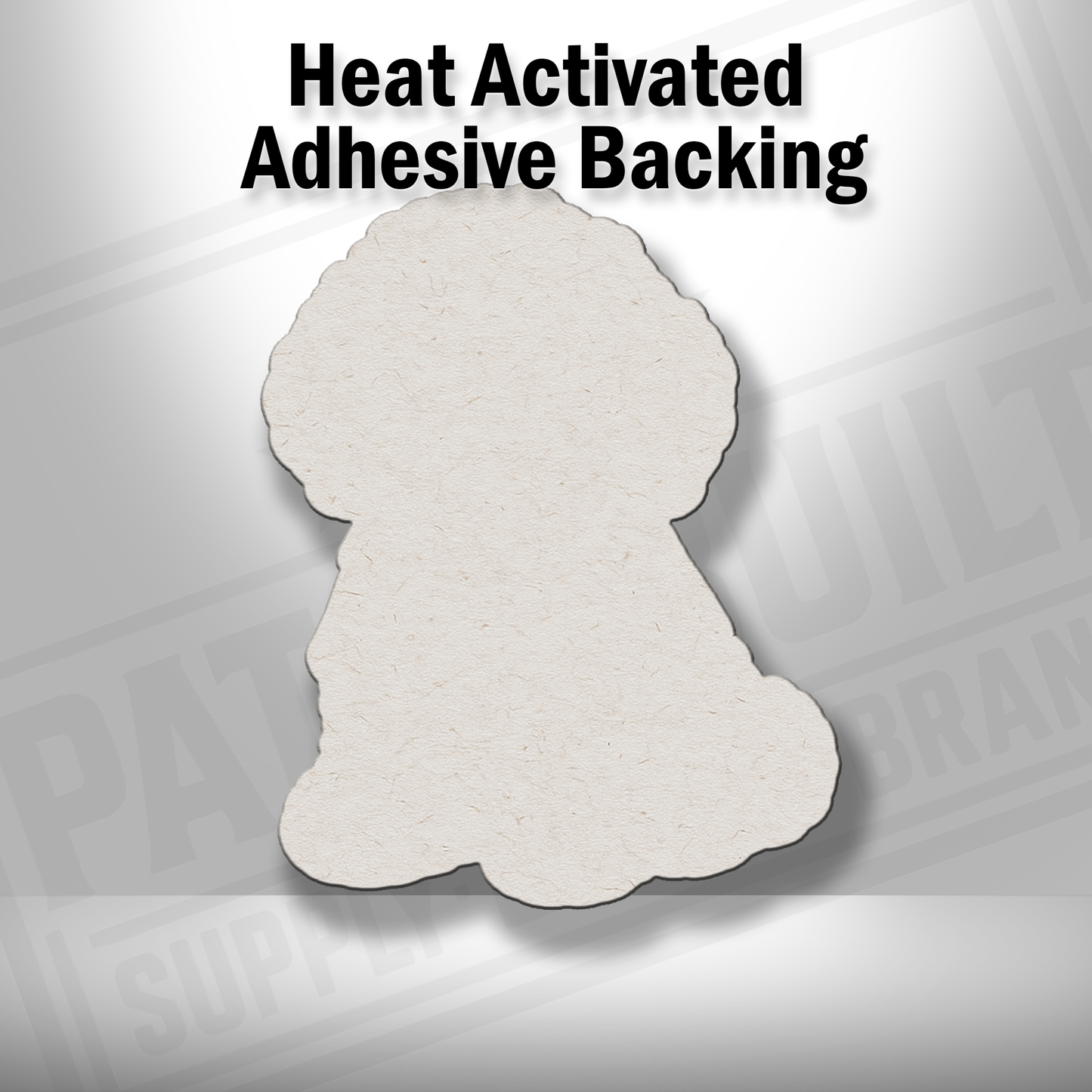 Heat-activated adhesive backing shown on Beach Golden Doodle patch
