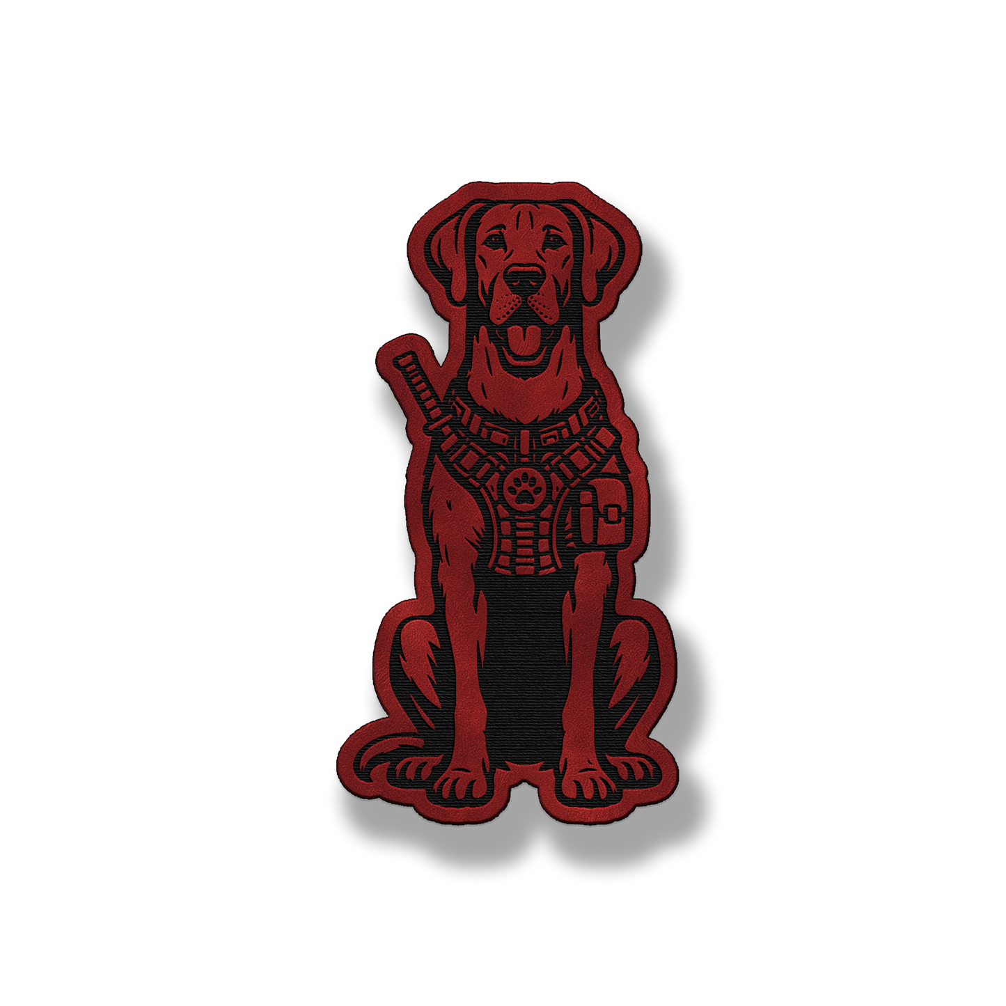 Tactical Great Dane natural ears patch in saddle red leatherette