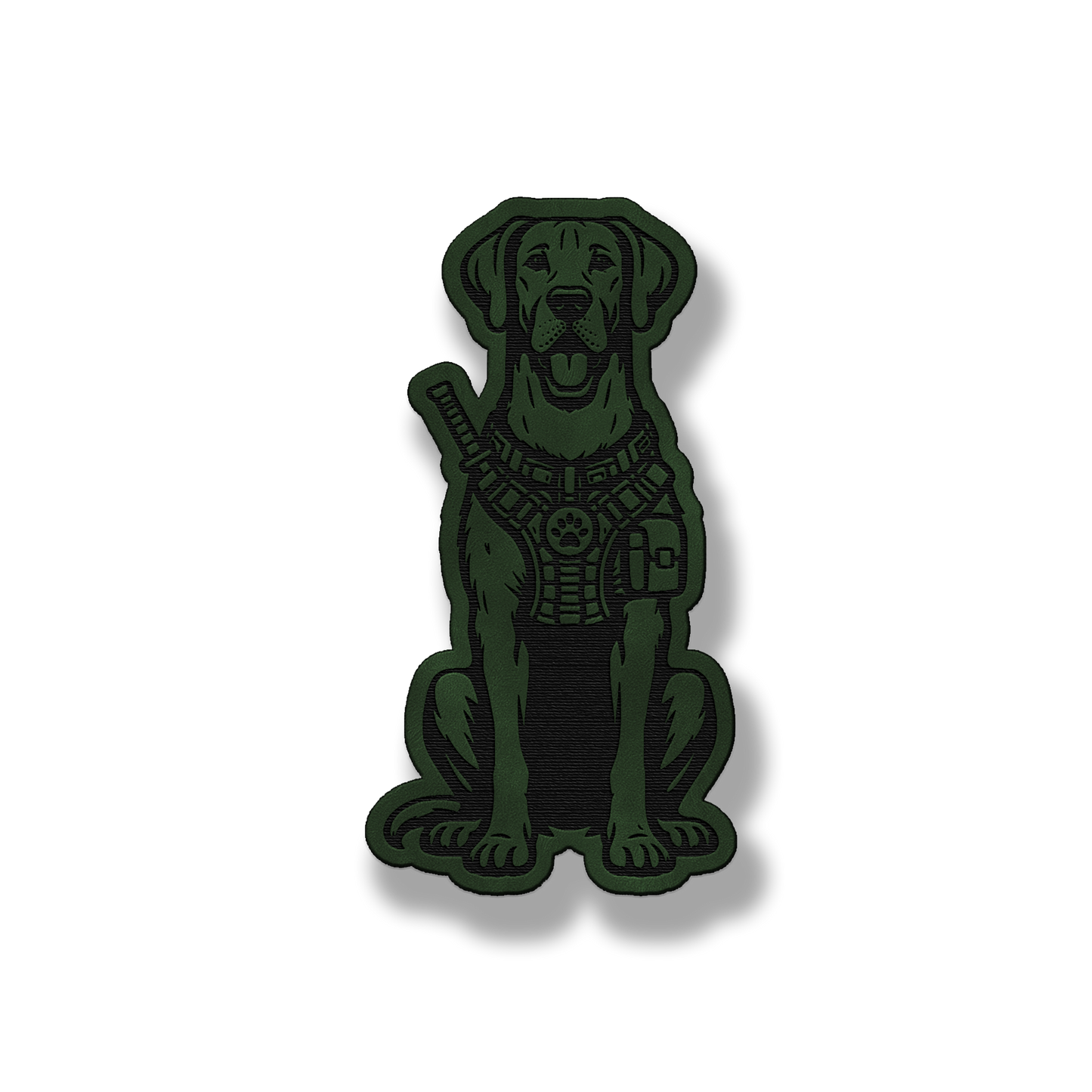 Tactical Great Dane natural ears patch in saddle green leatherette