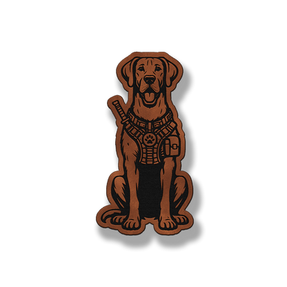Tactical Great Dane natural ears leatherette morale patch in saddle chestnut