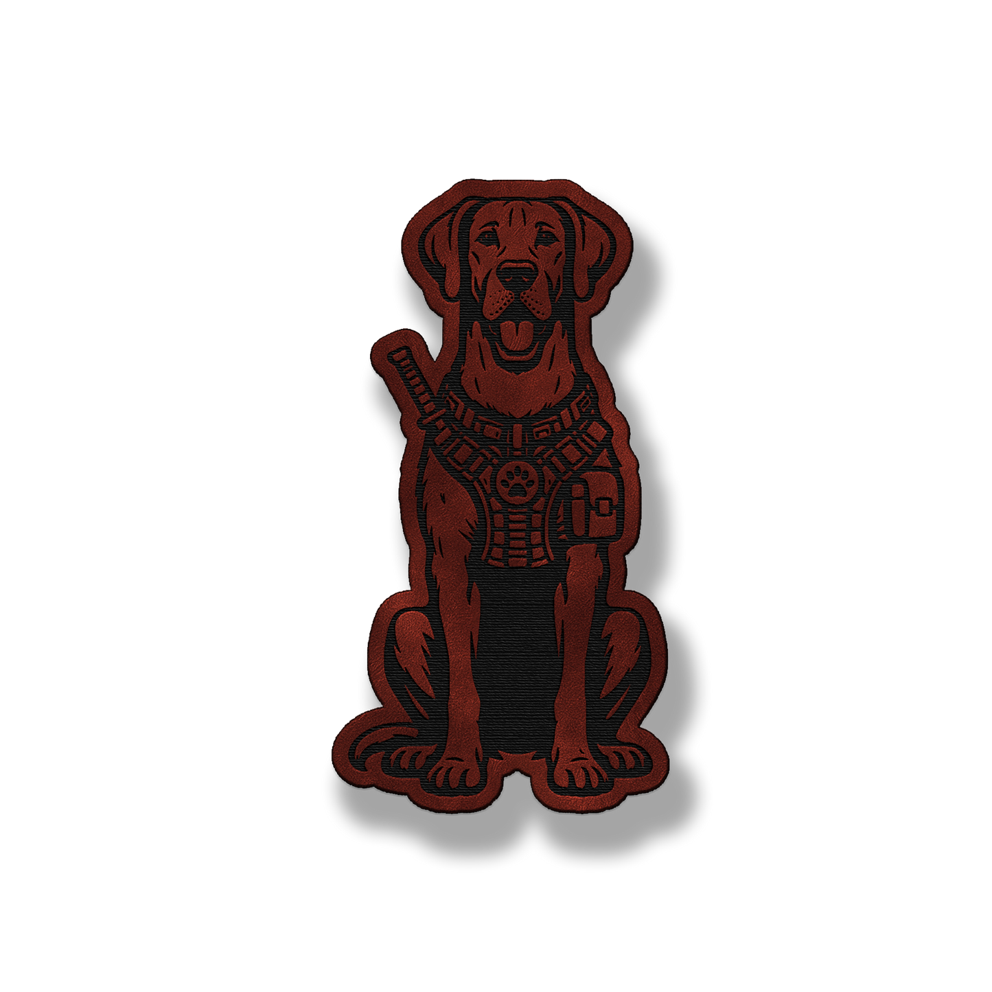 Tactical Great Dane natural ears patch in saddle dark brown leatherette