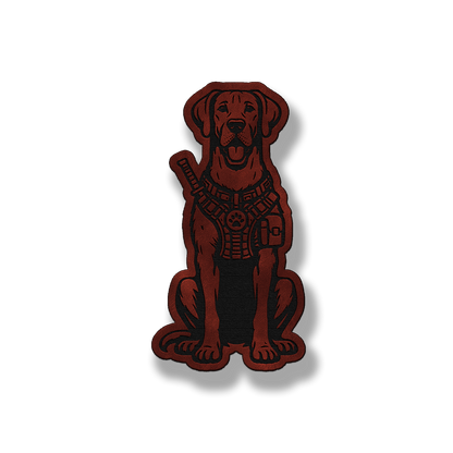 Tactical Great Dane natural ears patch in saddle dark brown leatherette