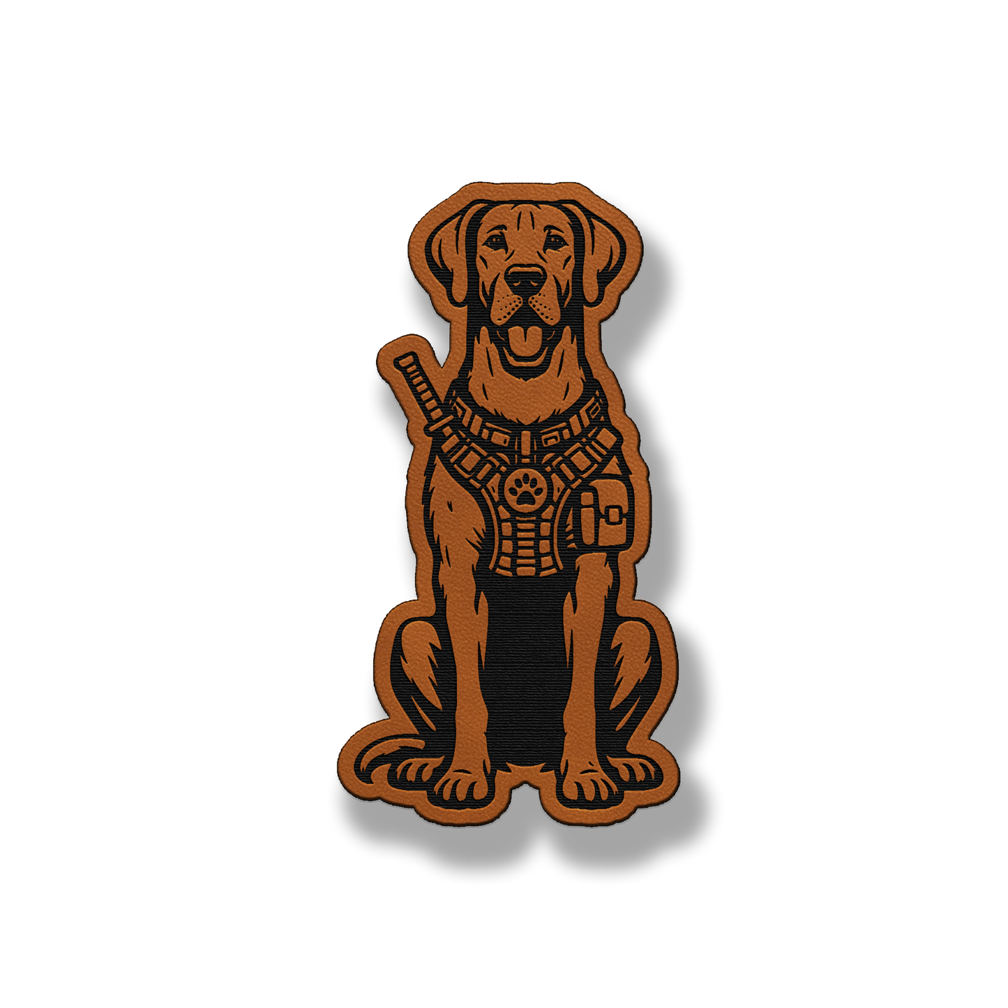 Tactical Great Dane natural ears patch in classic chestnut brown leatherette