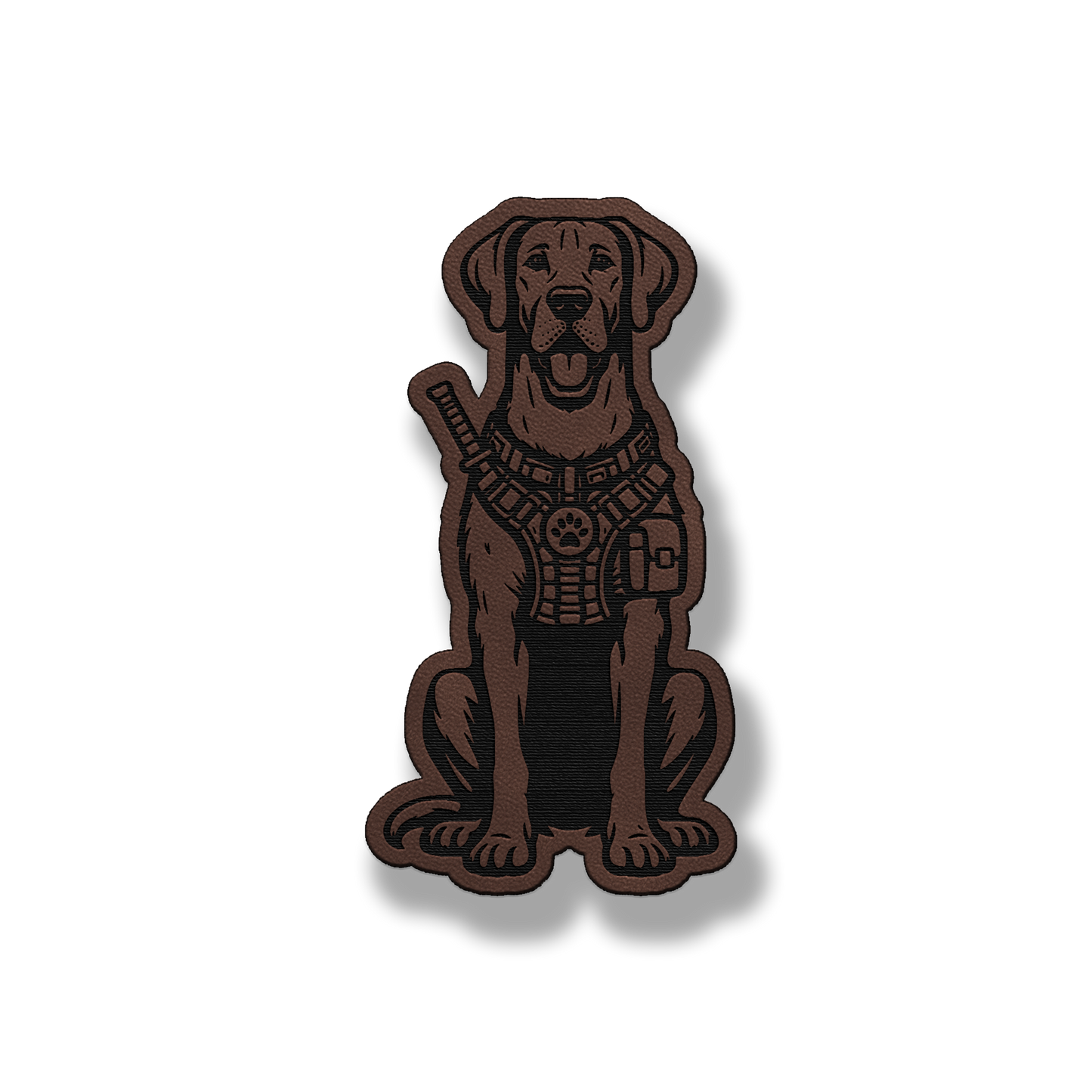 Tactical Great Dane natural ears patch in classic light brown leatherette