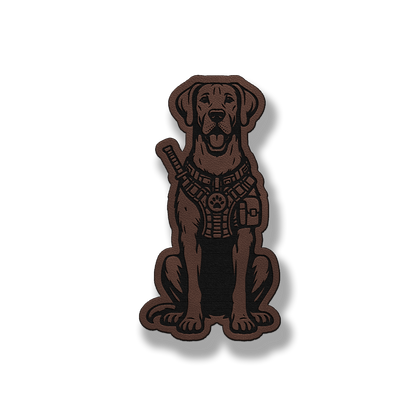 Tactical Great Dane natural ears patch in classic light brown leatherette