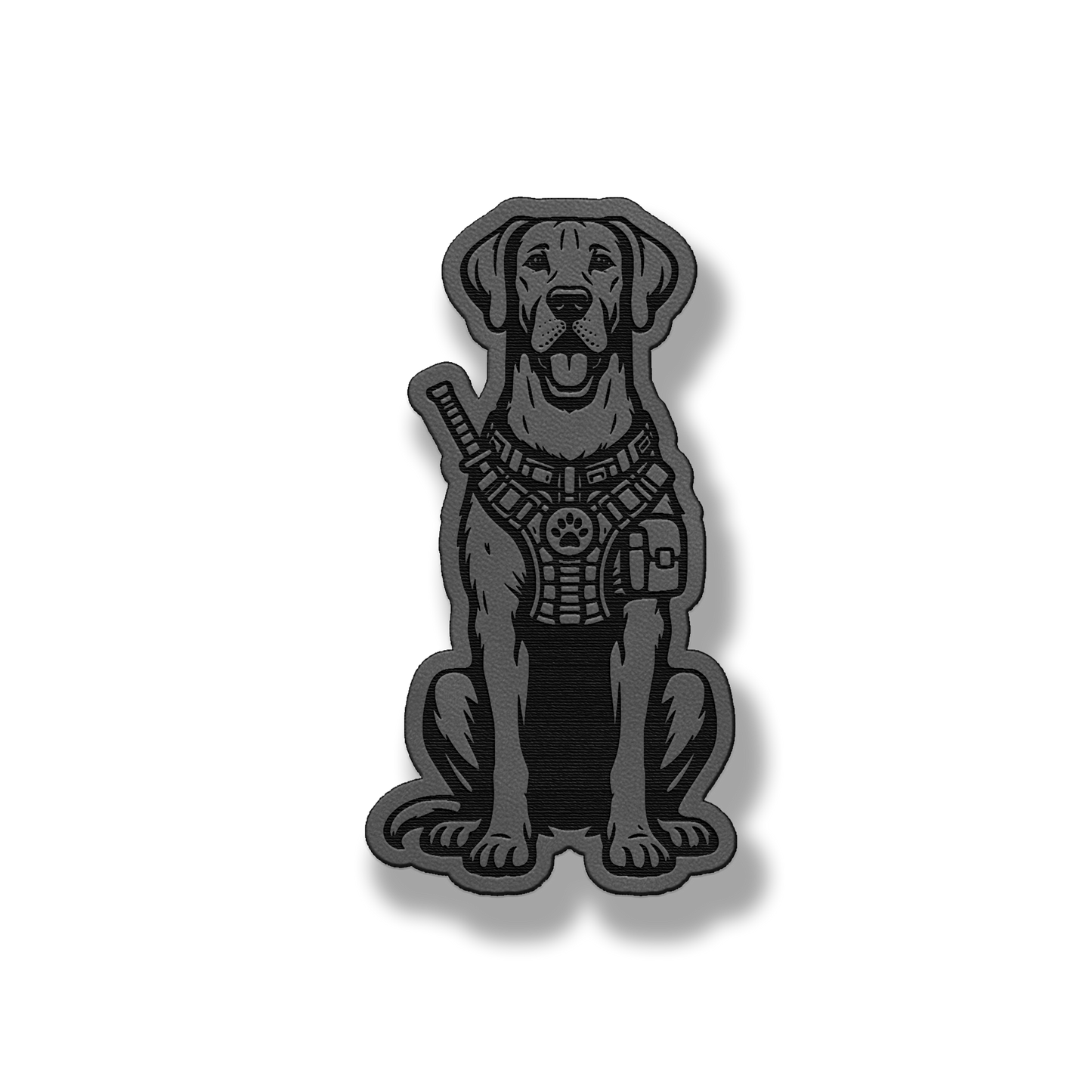 Tactical Great Dane natural ears patch in classic gray leatherette
