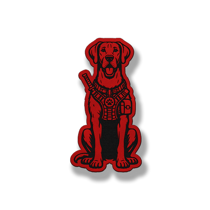 Tactical Great Dane natural ears patch in classic red leatherette
