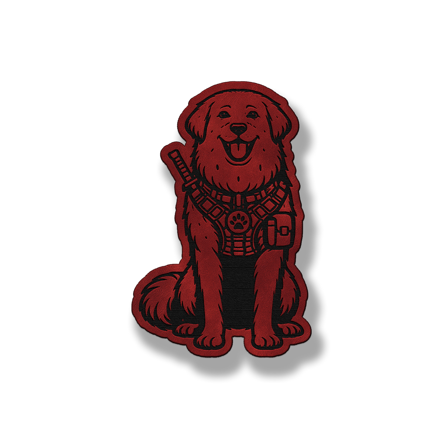 Tactical Great Pyrenees dog patch in saddle red leatherette