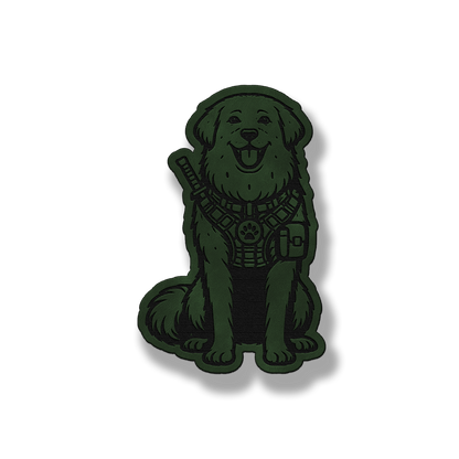 Tactical Great Pyrenees dog patch in saddle green leatherette