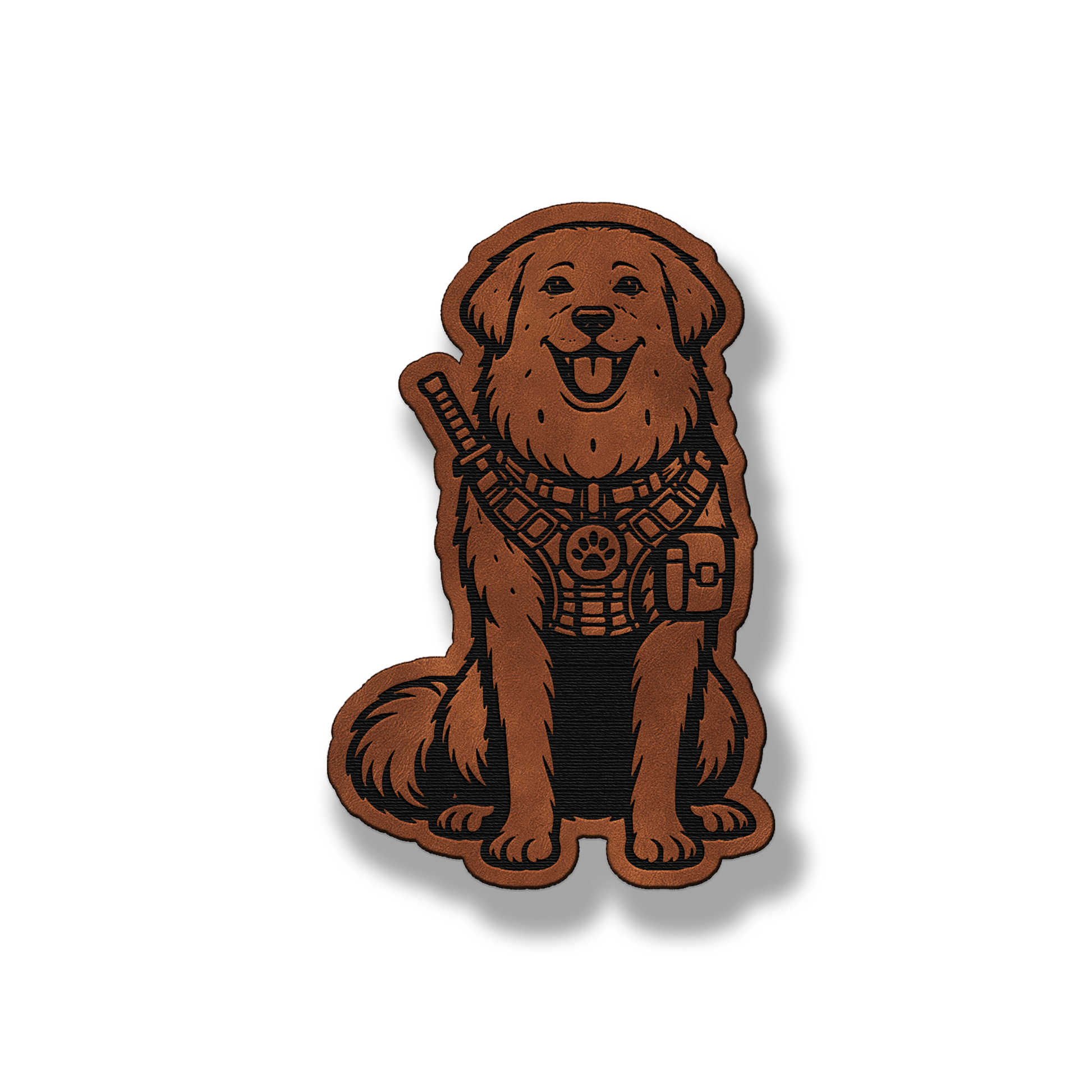 Tactical Great Pyrenees dog leatherette morale patch in saddle chestnut