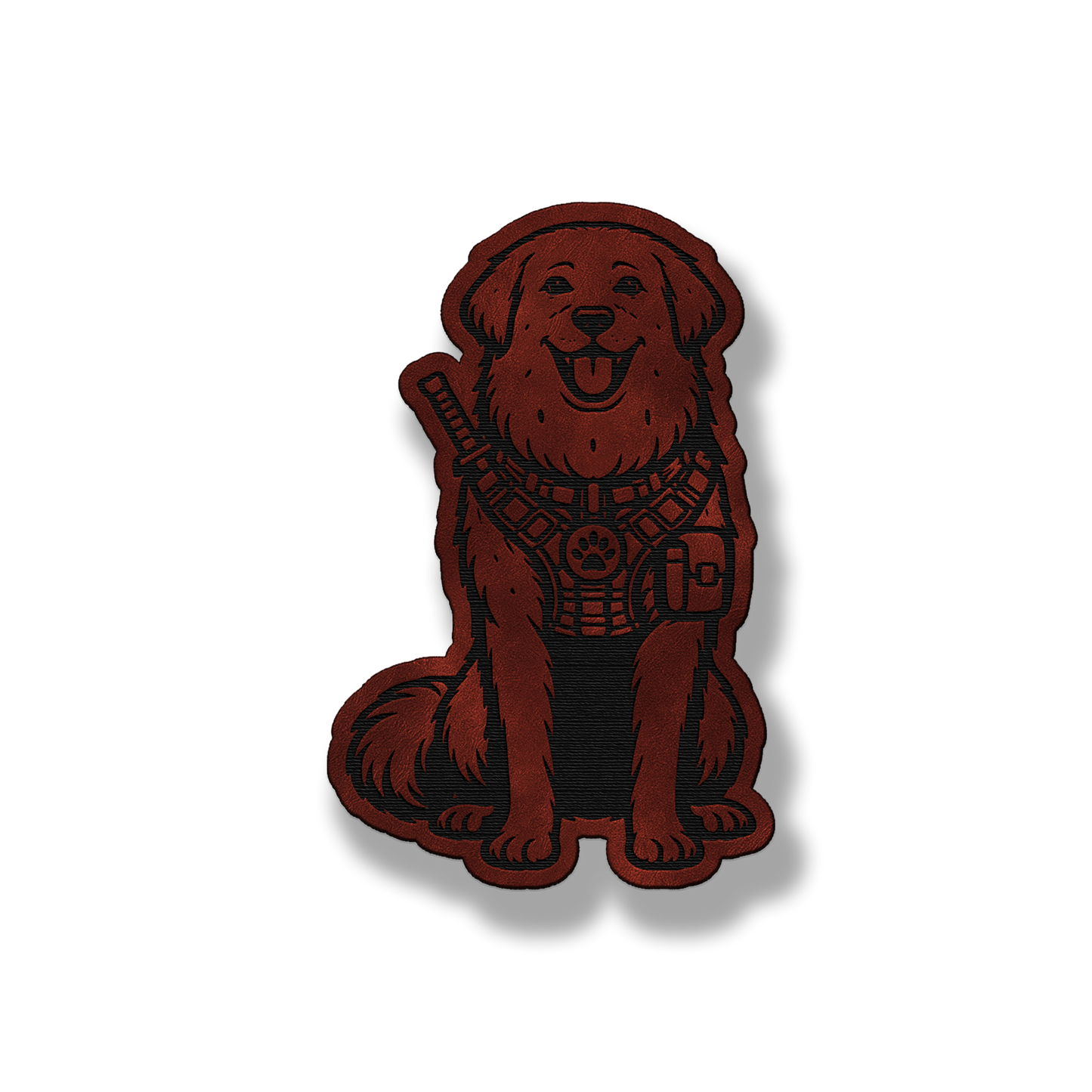 Tactical Great Pyrenees dog patch in saddle dark brown leatherette