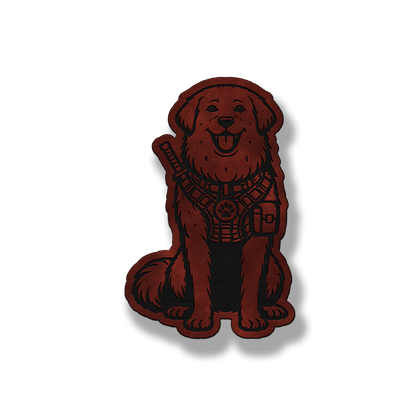 Tactical Great Pyrenees dog patch in saddle dark brown leatherette