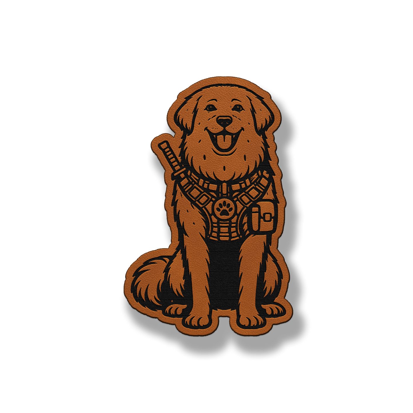 Tactical Great Pyrenees dog patch in classic chestnut brown leatherette