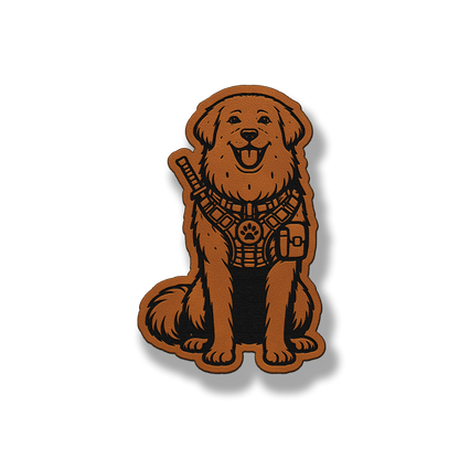Tactical Great Pyrenees dog patch in classic chestnut brown leatherette