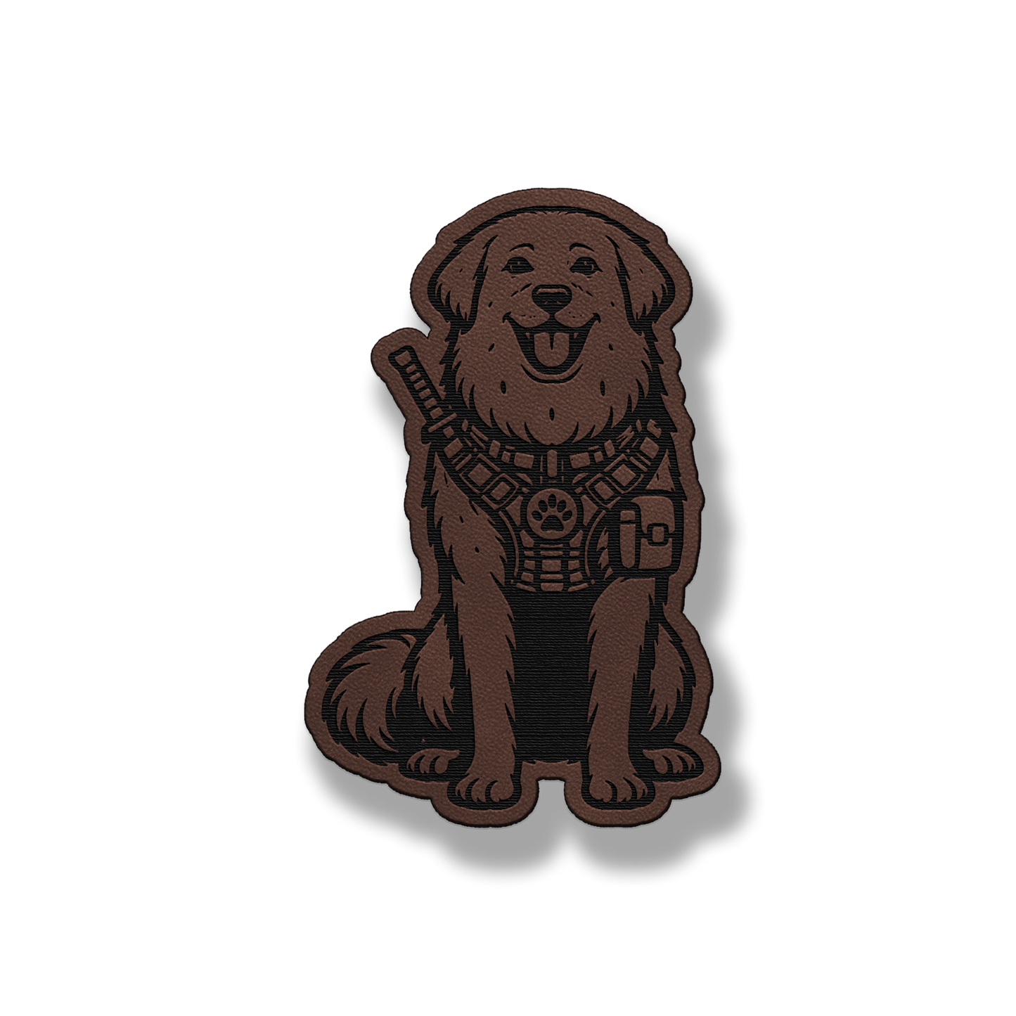 Tactical Great Pyrenees dog patch in classic light brown leatherette