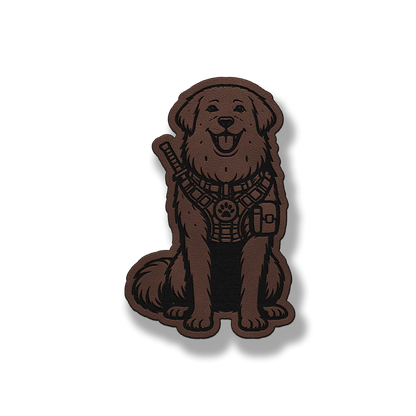 Tactical Great Pyrenees dog patch in classic light brown leatherette