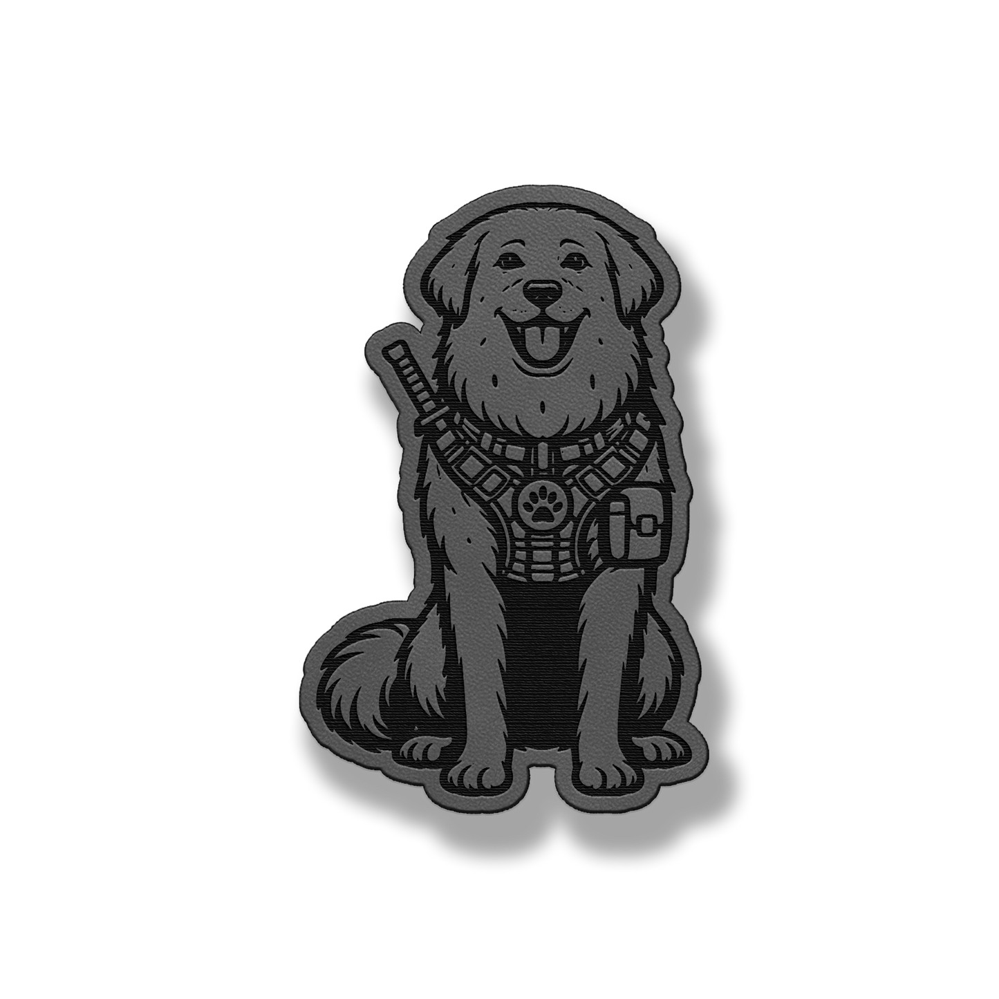 Tactical Great Pyrenees dog patch in classic gray leatherette