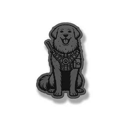 Tactical Great Pyrenees dog patch in classic gray leatherette