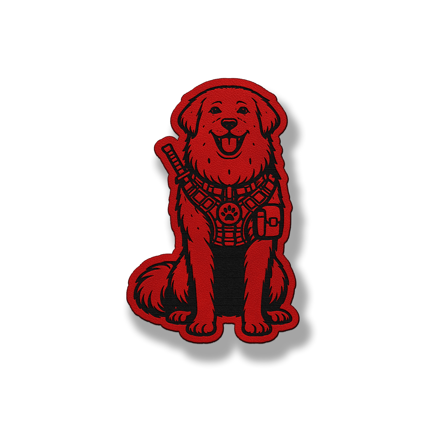 Tactical Great Pyrenees dog patch in classic red leatherette