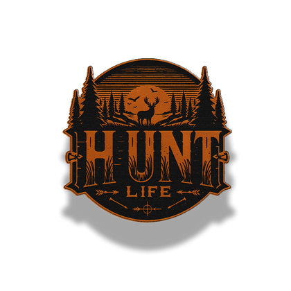 Hunt Life leatherette patch in classic chestnut brown