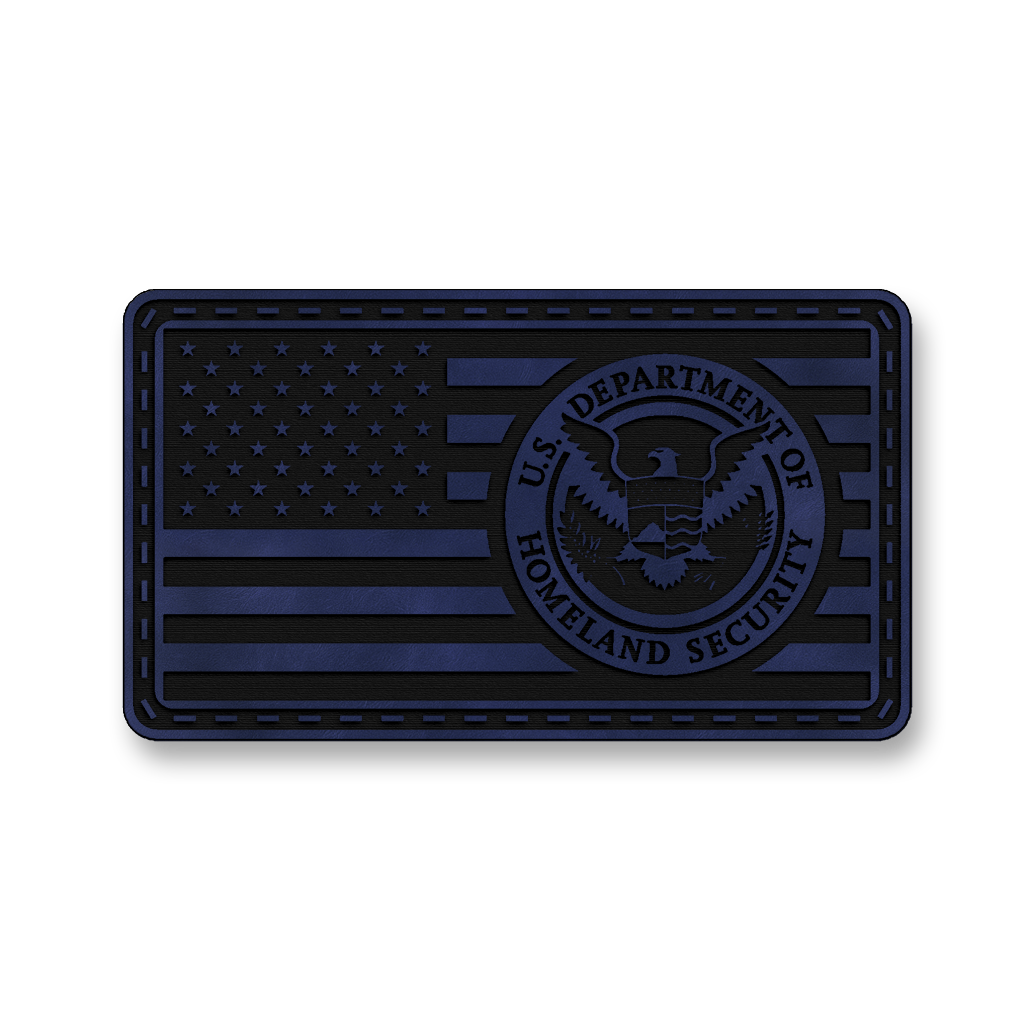 Homeland Security Flag patch in saddle blue leatherette
