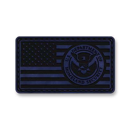 Homeland Security Flag patch in saddle blue leatherette