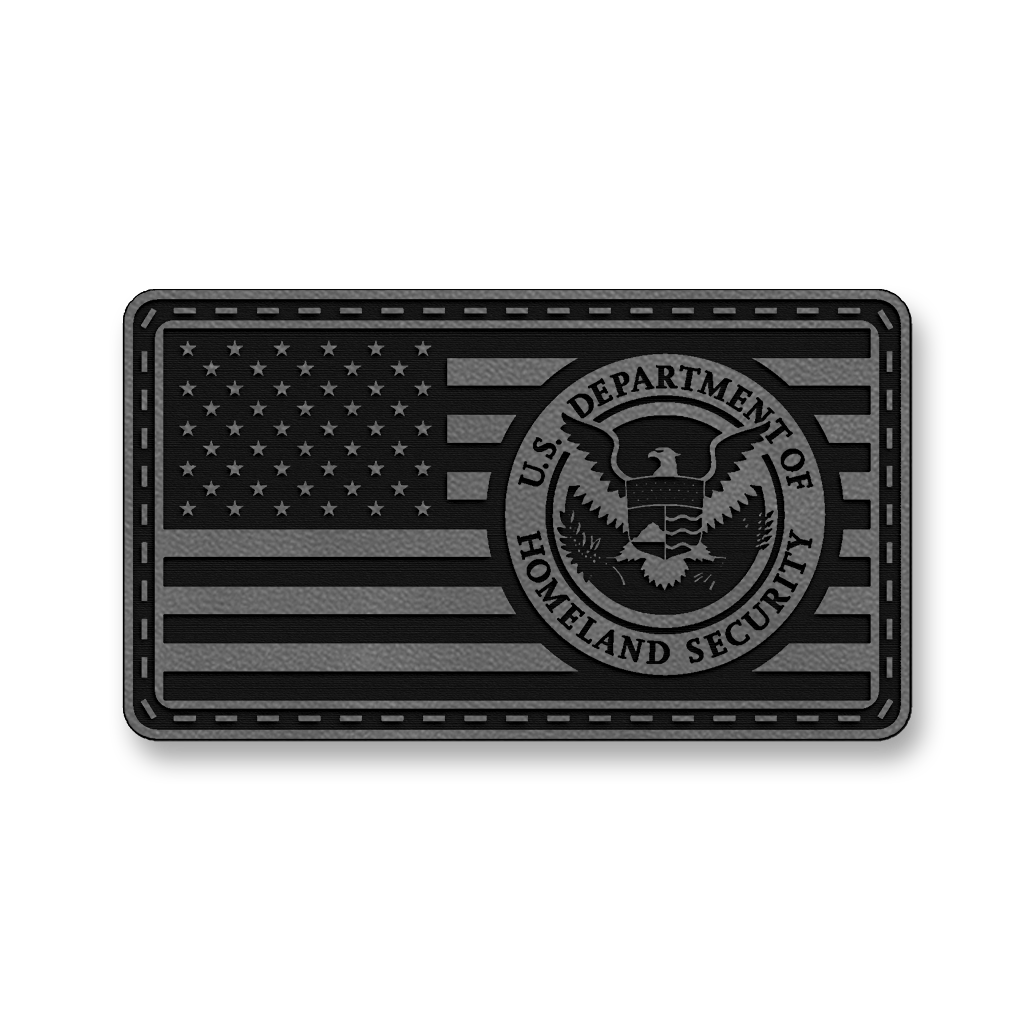 Homeland Security Flag patch in classic gray leatherette