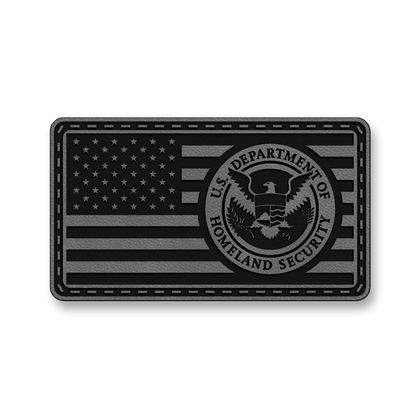 Homeland Security Flag patch in classic gray leatherette