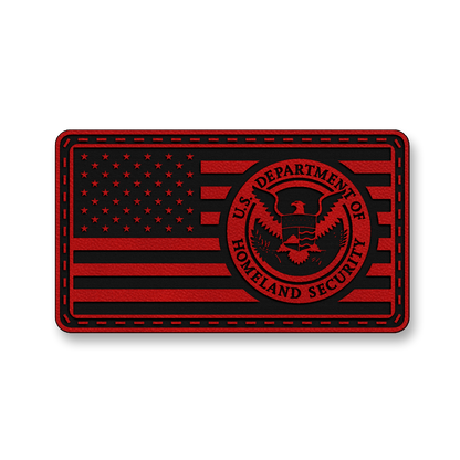 Homeland Security Flag patch in classic red leatherette
