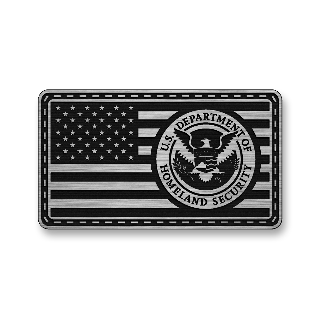Homeland Security Flag patch in silver acrylic