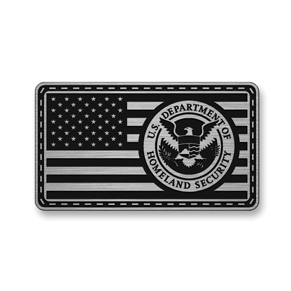 Homeland Security Flag patch in silver acrylic