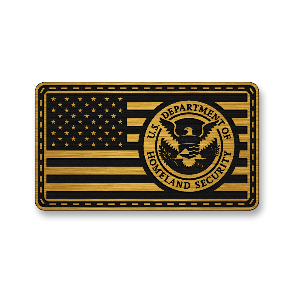 Homeland Security Flag patch in gold acrylic