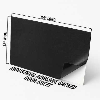 Industrial Adhesive Hook Sheet – Hook Side Only (12" Wide, Multiple Lengths)