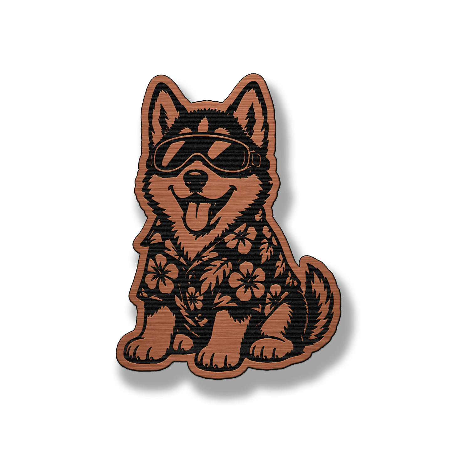 Beach Husky dog patch in copper acrylic