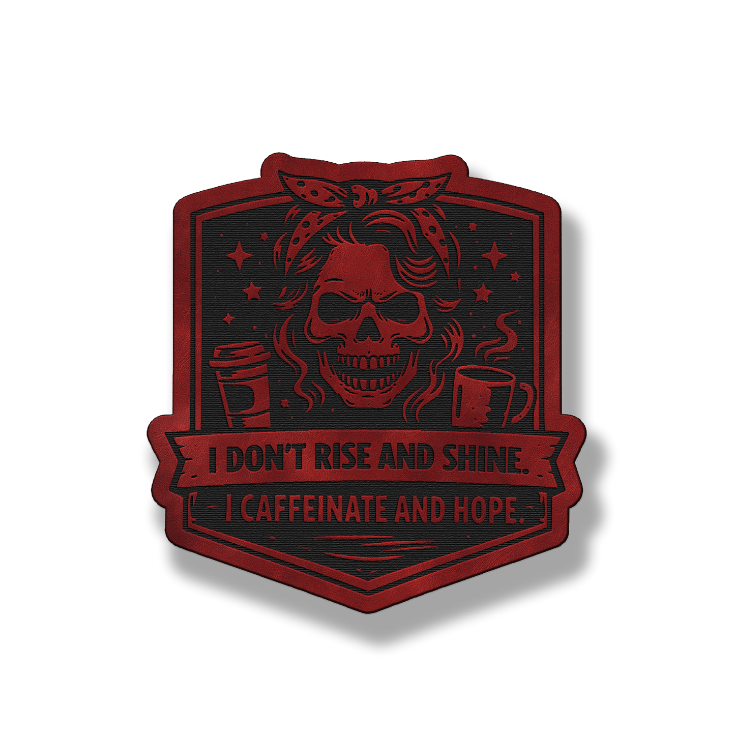 Caffeinate & Hope Skull Patch – Leatherette Morale Patch