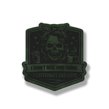 Caffeinate & Hope Skull Patch – Leatherette Morale Patch