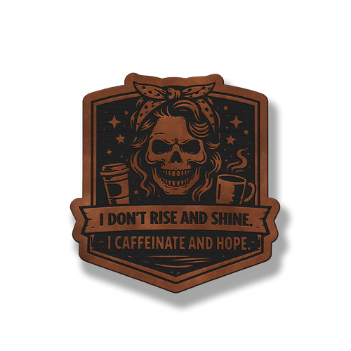 Caffeinate & Hope Skull Patch – Leatherette Morale Patch