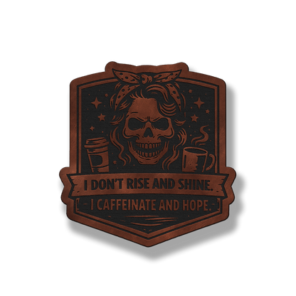 Caffeinate & Hope Skull Patch – Leatherette Morale Patch