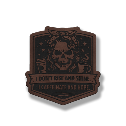 Caffeinate & Hope Skull Patch – Leatherette Morale Patch