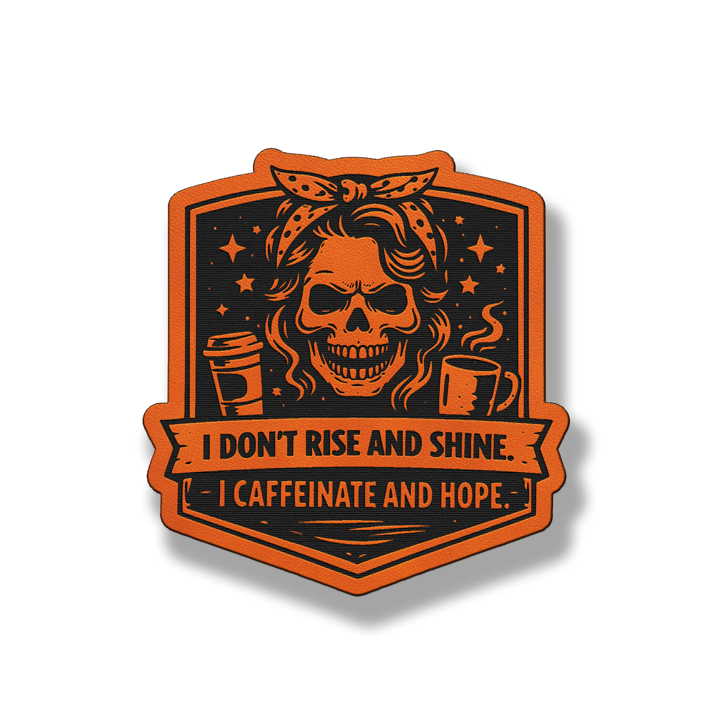 Caffeinate & Hope Skull Patch – Leatherette Morale Patch