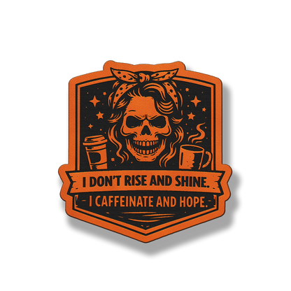 Caffeinate & Hope Skull Patch – Leatherette Morale Patch