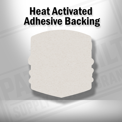 Heat-activated adhesive backing shown on I Tried Being Normal patch