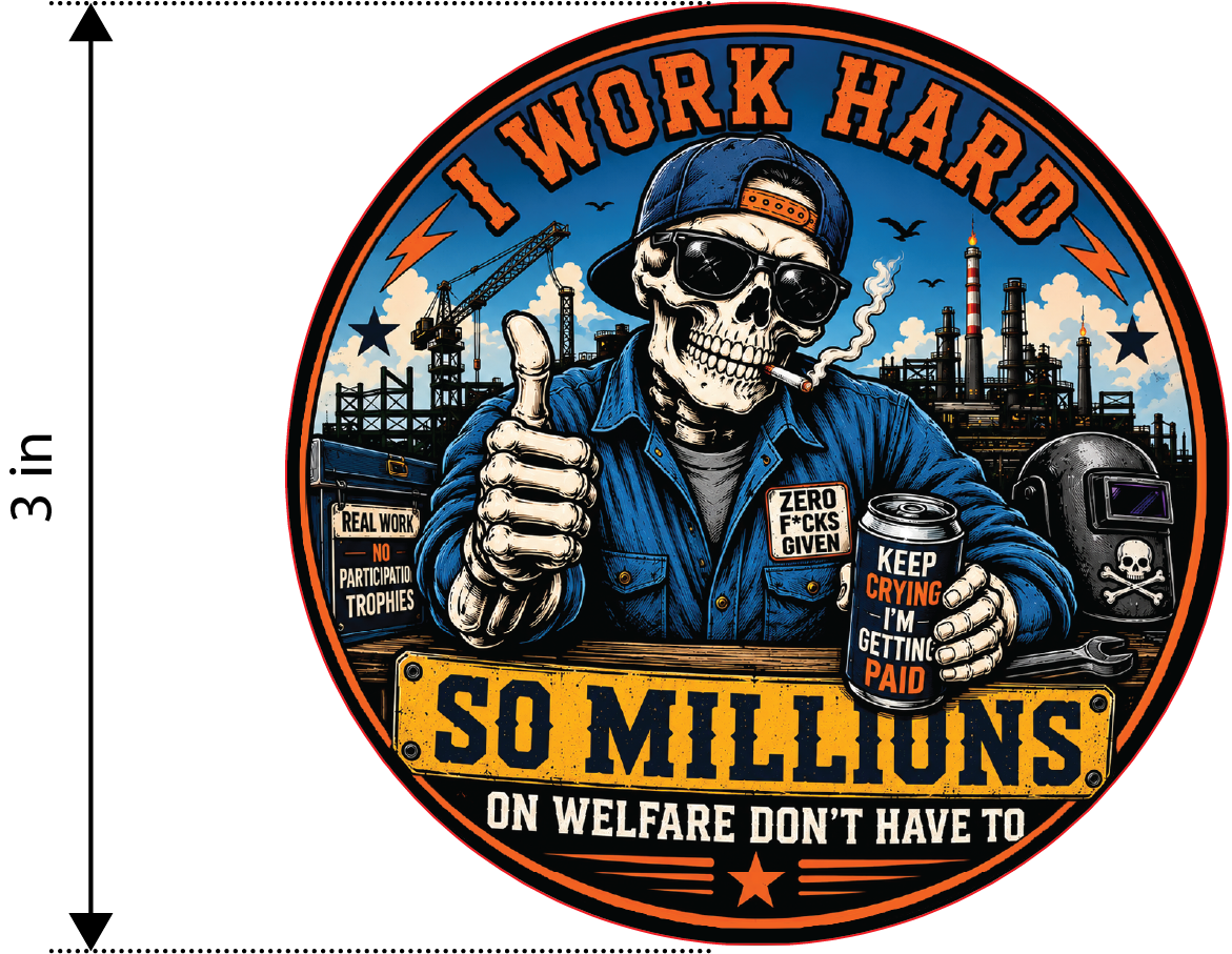 I Work Hard leatherette morale patch mockup