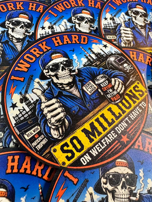 I Work Hard – Leatherette Morale Patch