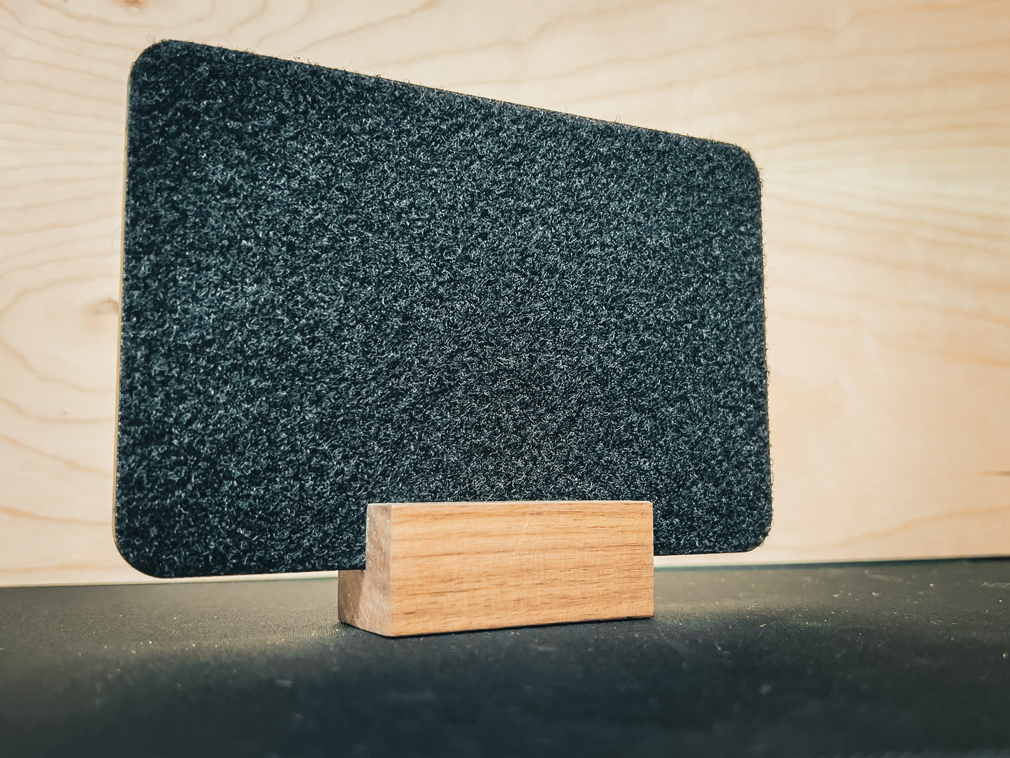 Desktop Patch Display Panel – Walnut Base with Velcro® Loop Surface (4x6")