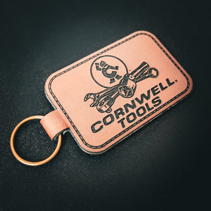 Custom Engraved Leatherette Keychain - Add Your Logo