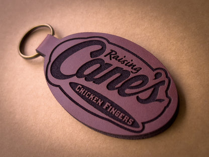 Custom Engraved Leatherette Keychain - Add Your Logo